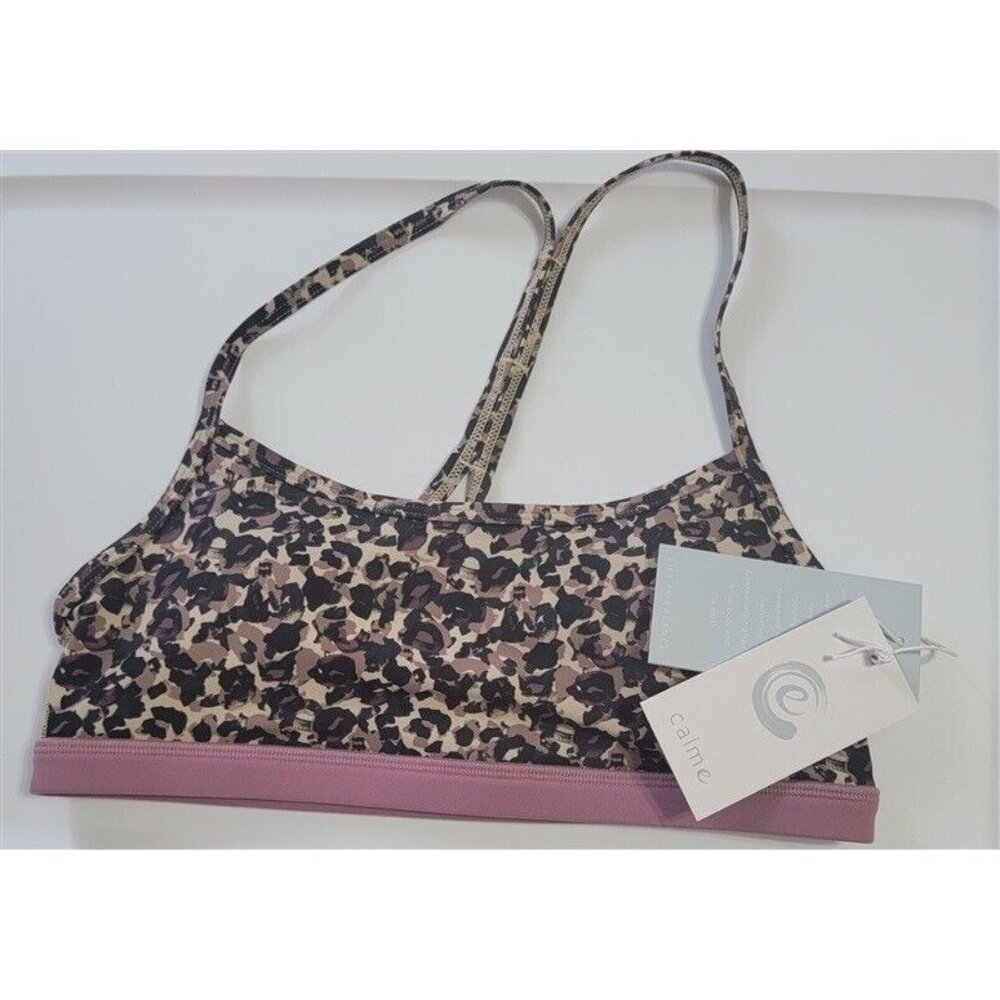 NWOT Calme Johnny Was Endurance Cross Back Sports Bra XL Cheetah 114860